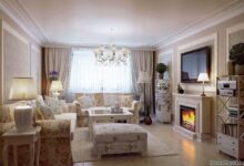 Photo of Теплая гостиная с камином и диваном